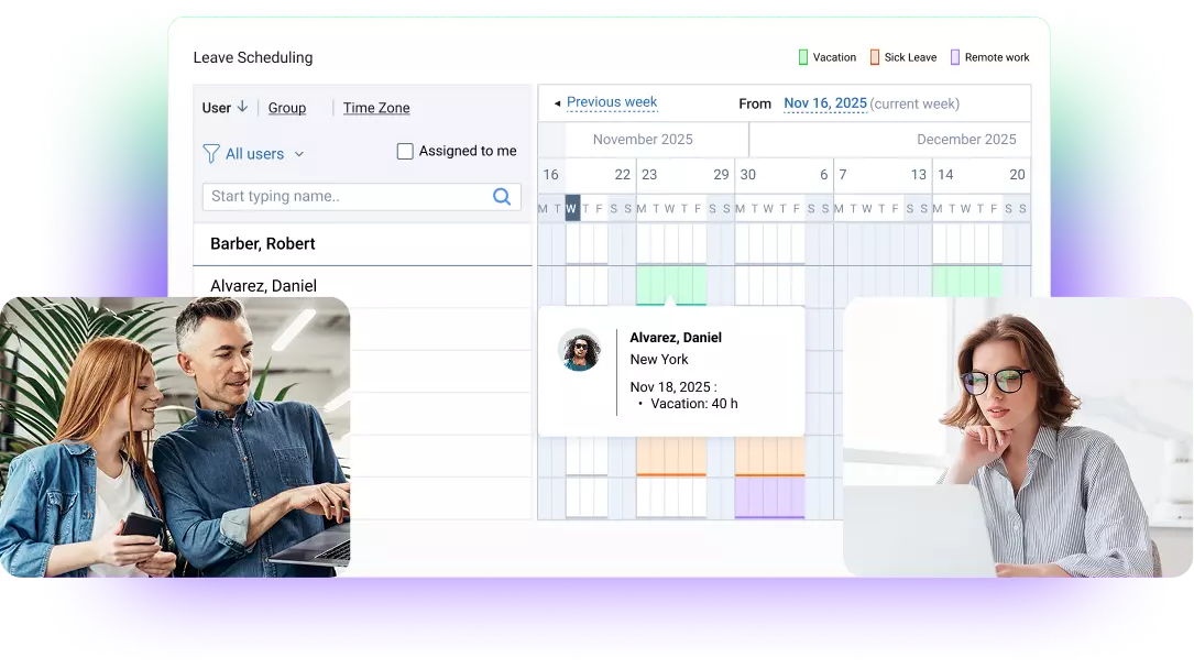 actiPLANS leave scheduling interface used by distributed teams