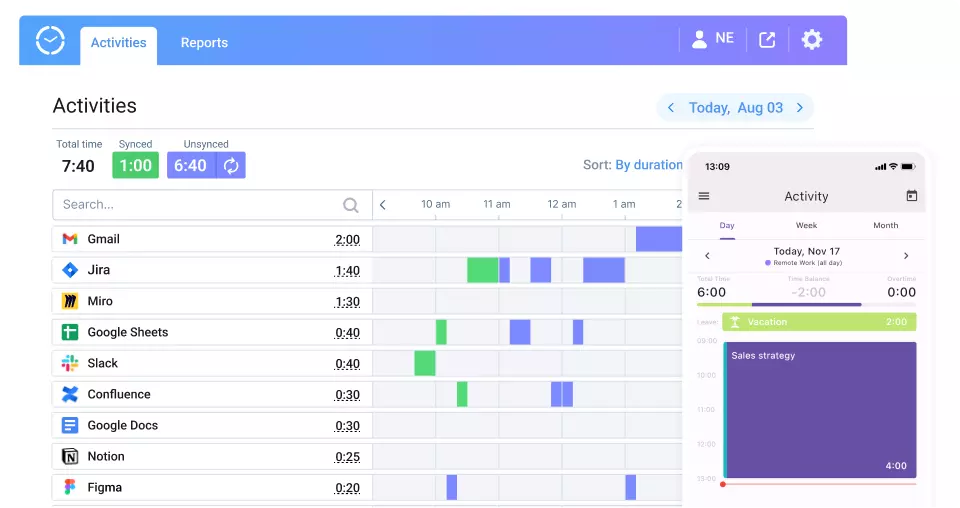 Tracking time from just anywhere