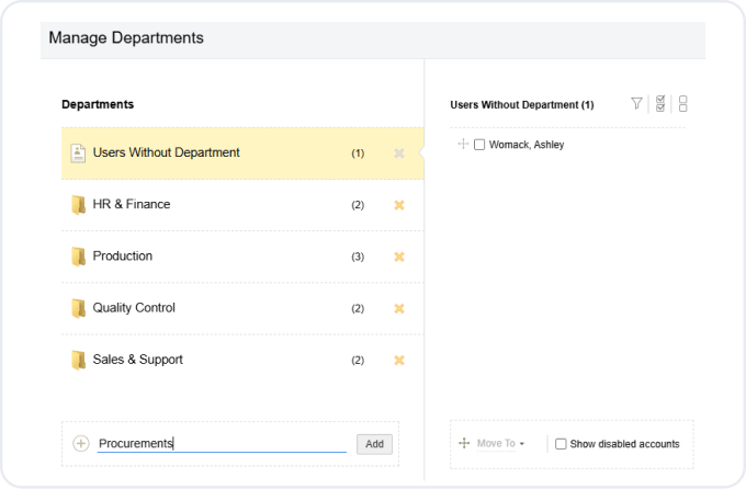 Manage Departments
