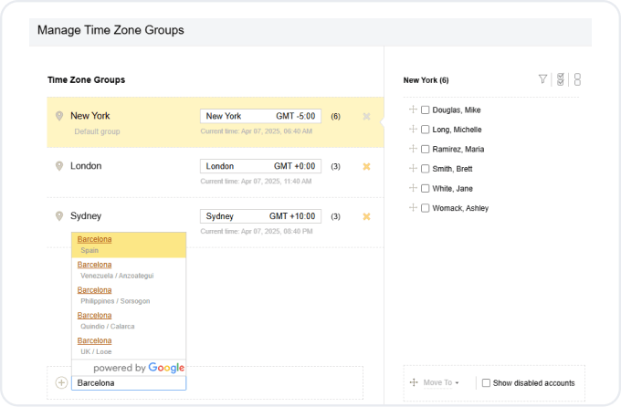 Manage Time Zones