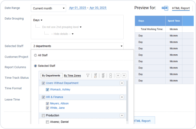 Filter Reports