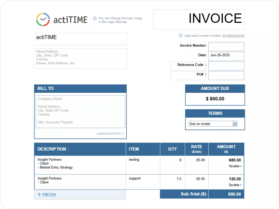 Invoice creation