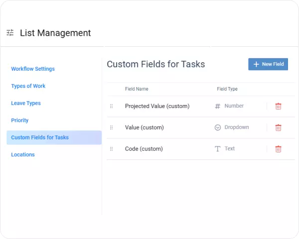 Custom time tracking fields in actiTIME