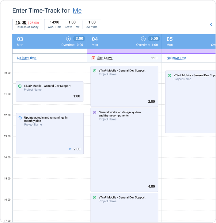 Multiple new time tracking<br/>modes