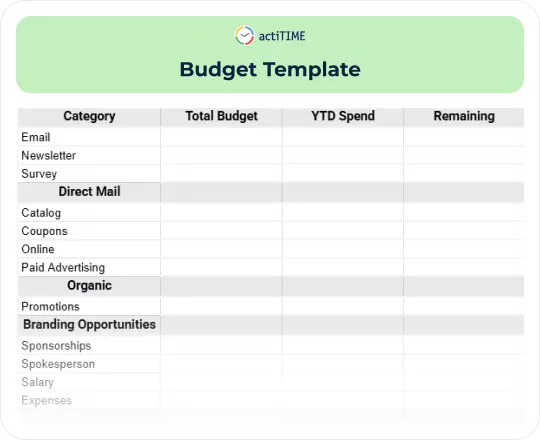 Free Budget Template template preview