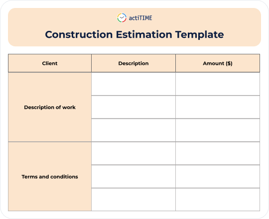 Free Construction Estimation Template preview