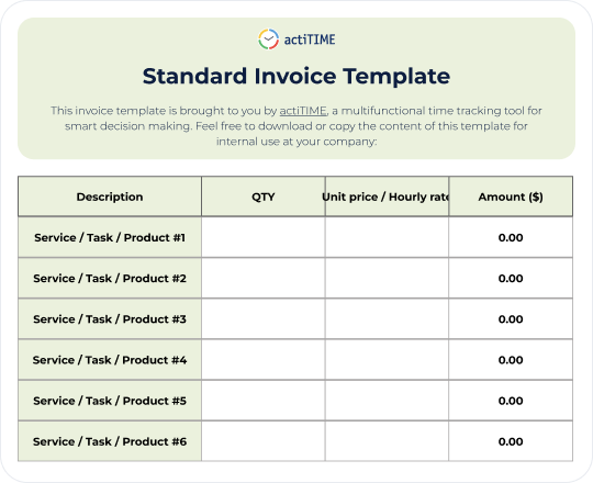 Free Consulting Invoice Template preview
