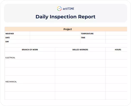 Free Daily Inspection Report Template preview