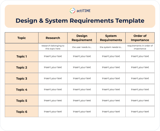 Free Design & System Requirements Template preview