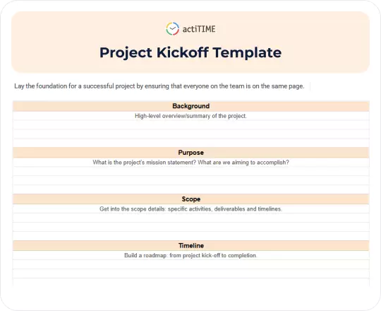 Free Project Kickoff Template
