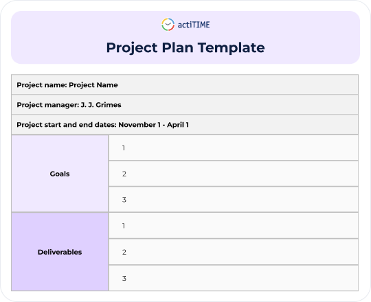 Free Project Plan Template preview