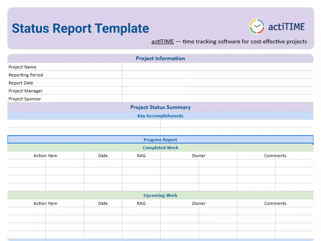 Free Project Status Report Template