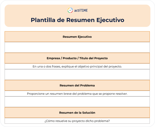 Vista previa de la Plantilla de Resumen Ejecutivo