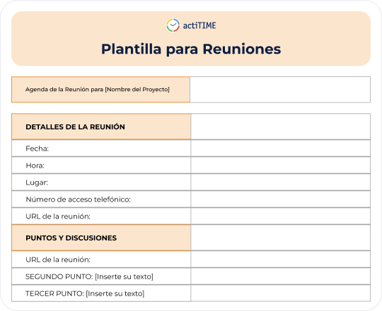 Vista previa de la Plantilla para Reuniones