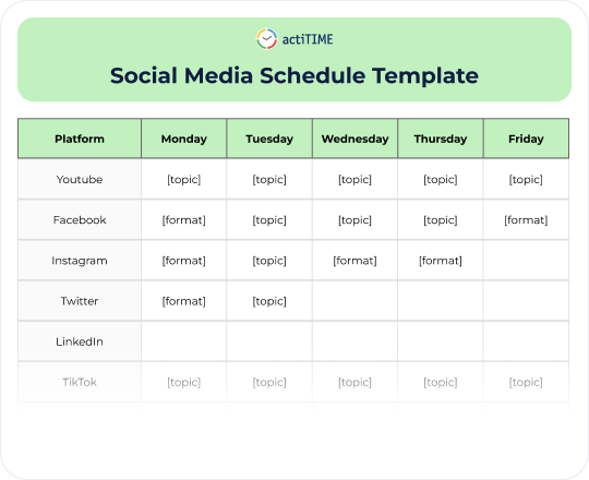 Free Social Media Schedule Template template preview