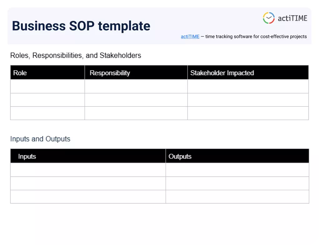 Free Standard Operating Procedure Template (SOP) for Operations