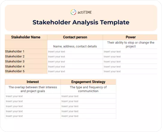 Free Stakeholder Analysis Template template preview
