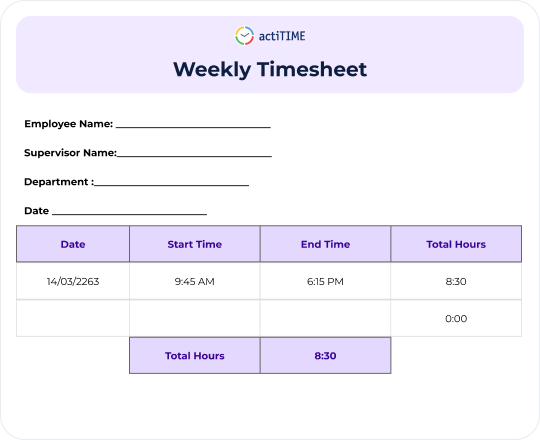 Weekly Timesheet Templates preview