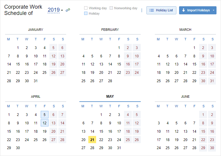 Corporate work schedule