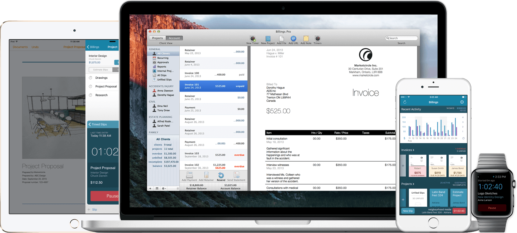 Billings Pro, time tracking app mac
