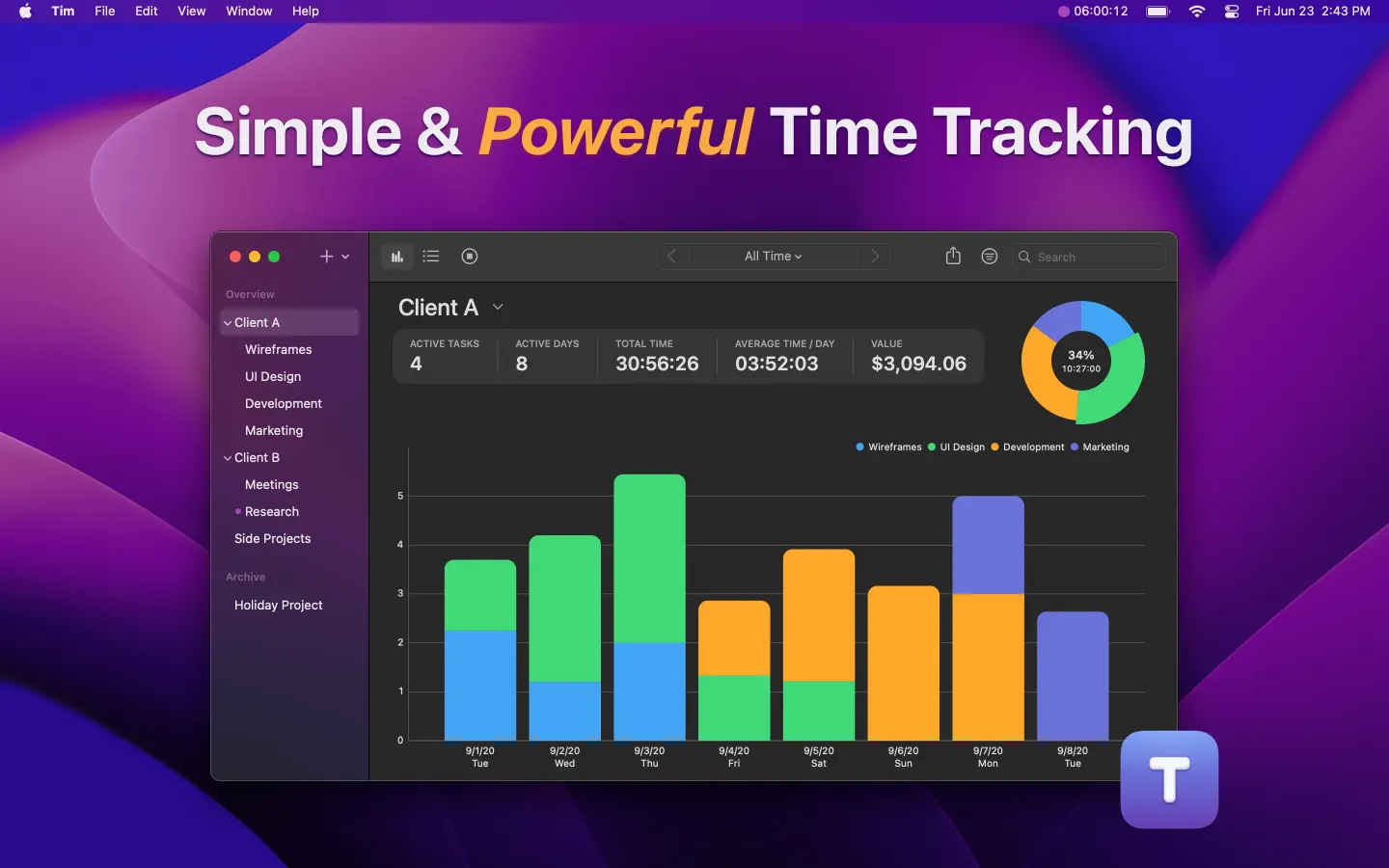 Tim, free time tracker mac