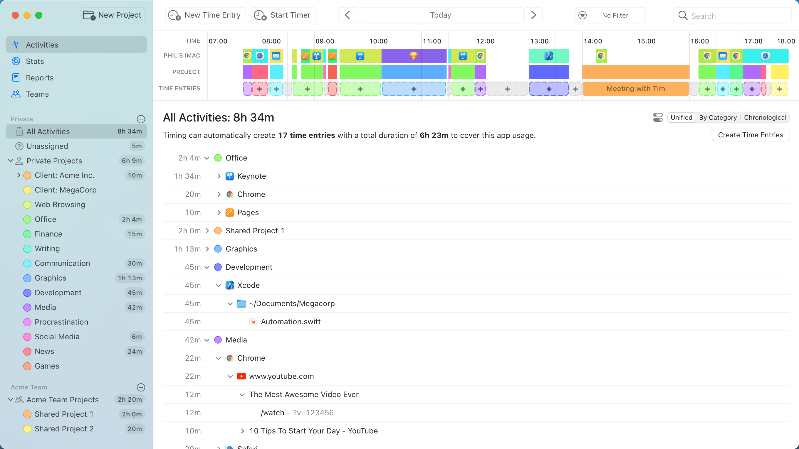 Timing, Mac time tracking