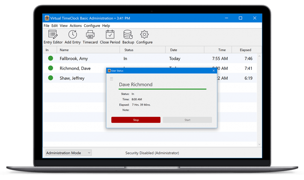 Virtual TimeClock, employee monitoring software