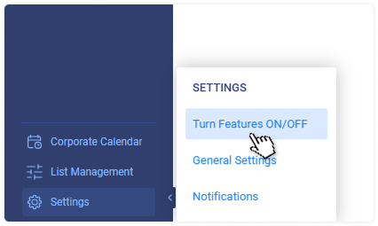 Turn Features On / Off
