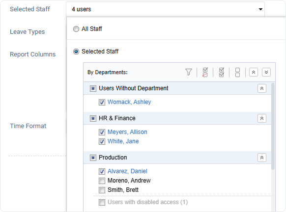 view selected user only in the user selector