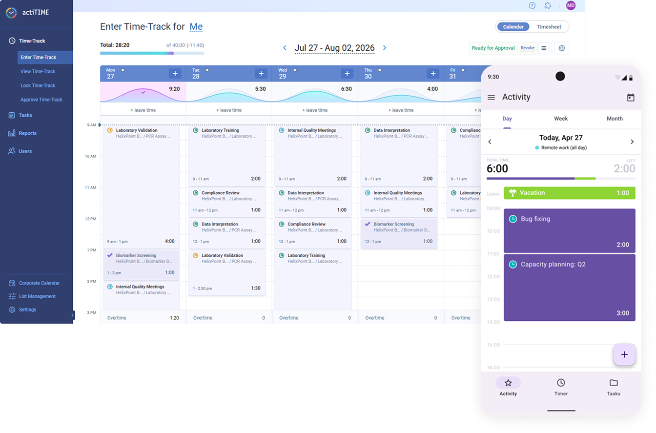 Calendar time track